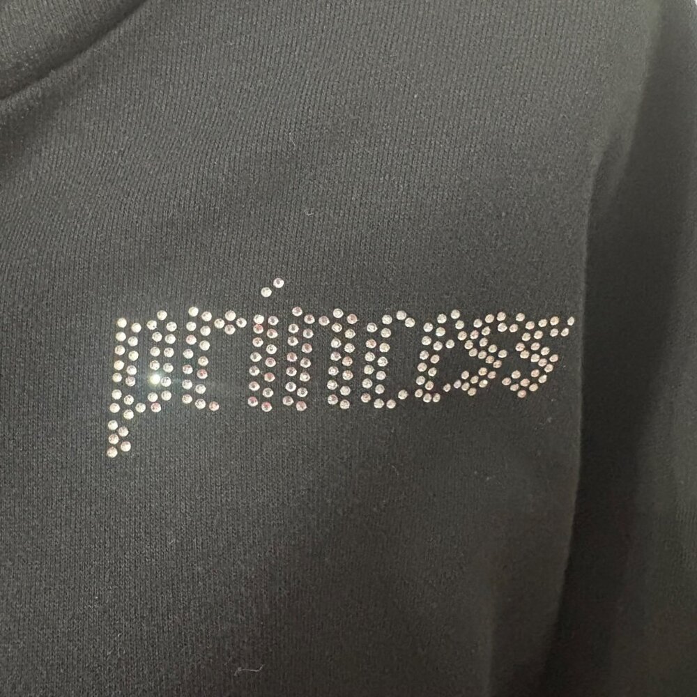Rue21 Y2K Black Cropped "Princess" Hoodie Modern Streetwear Junior XL - Picture 11 of 14